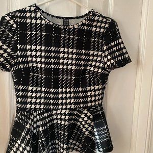 Plaid Peplum Blouse